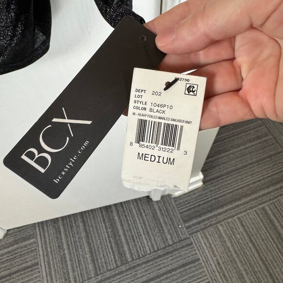 BCX Black Metallic Off-Shoulder Ruffle Long Sleeve Top – Size Medium - Picture 5 of 8